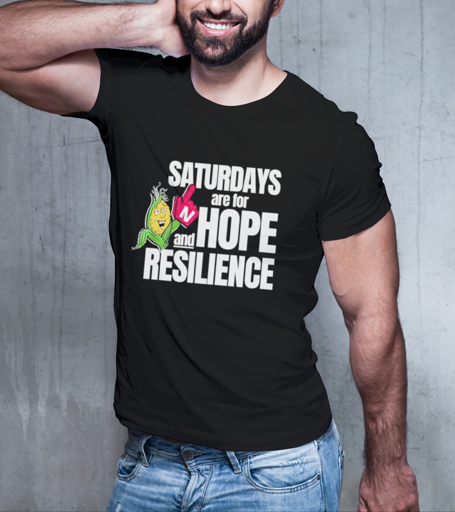 Saturdays Are For Hope And Resilience Corn Mascot And Foam Finger T-Shirt