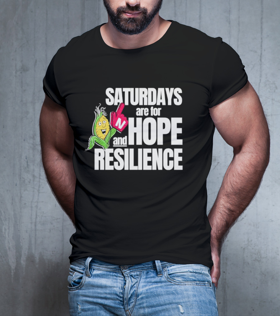 Saturdays Are For Hope And Resilience Corn Mascot And Foam Finger T-Shirt