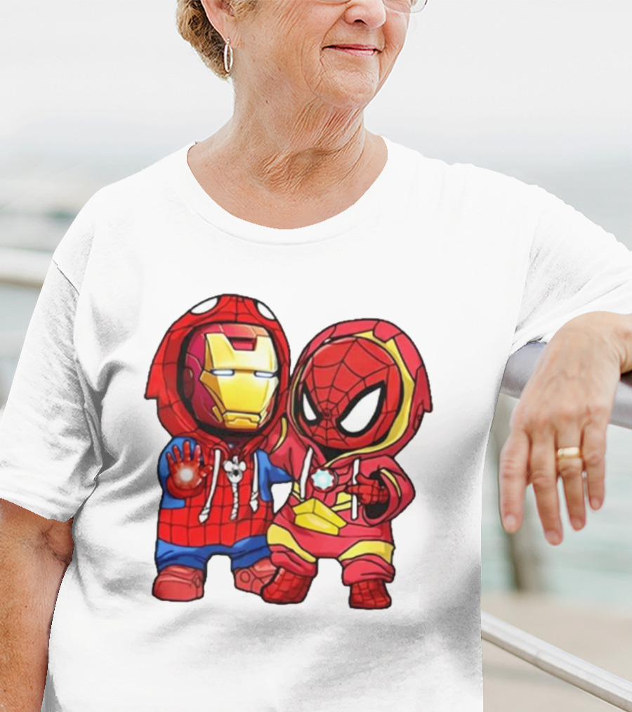 Spider-Man And Iron Man Cute Chibi Hoodie Heroes T-Shirt