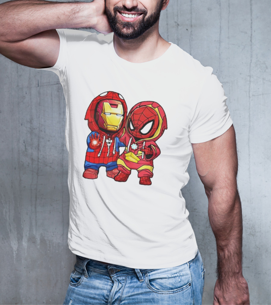 Spider-Man And Iron Man Cute Chibi Hoodie Heroes T-Shirt