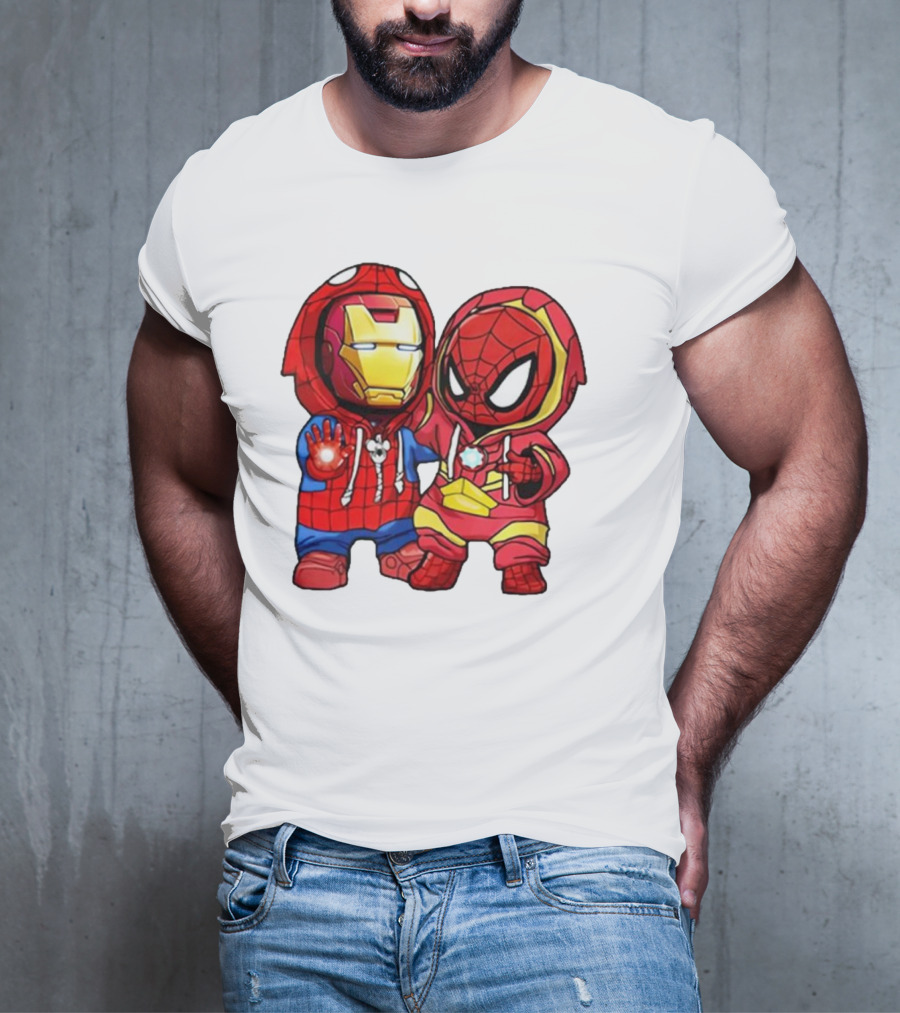 Spider-Man And Iron Man Cute Chibi Hoodie Heroes T-Shirt