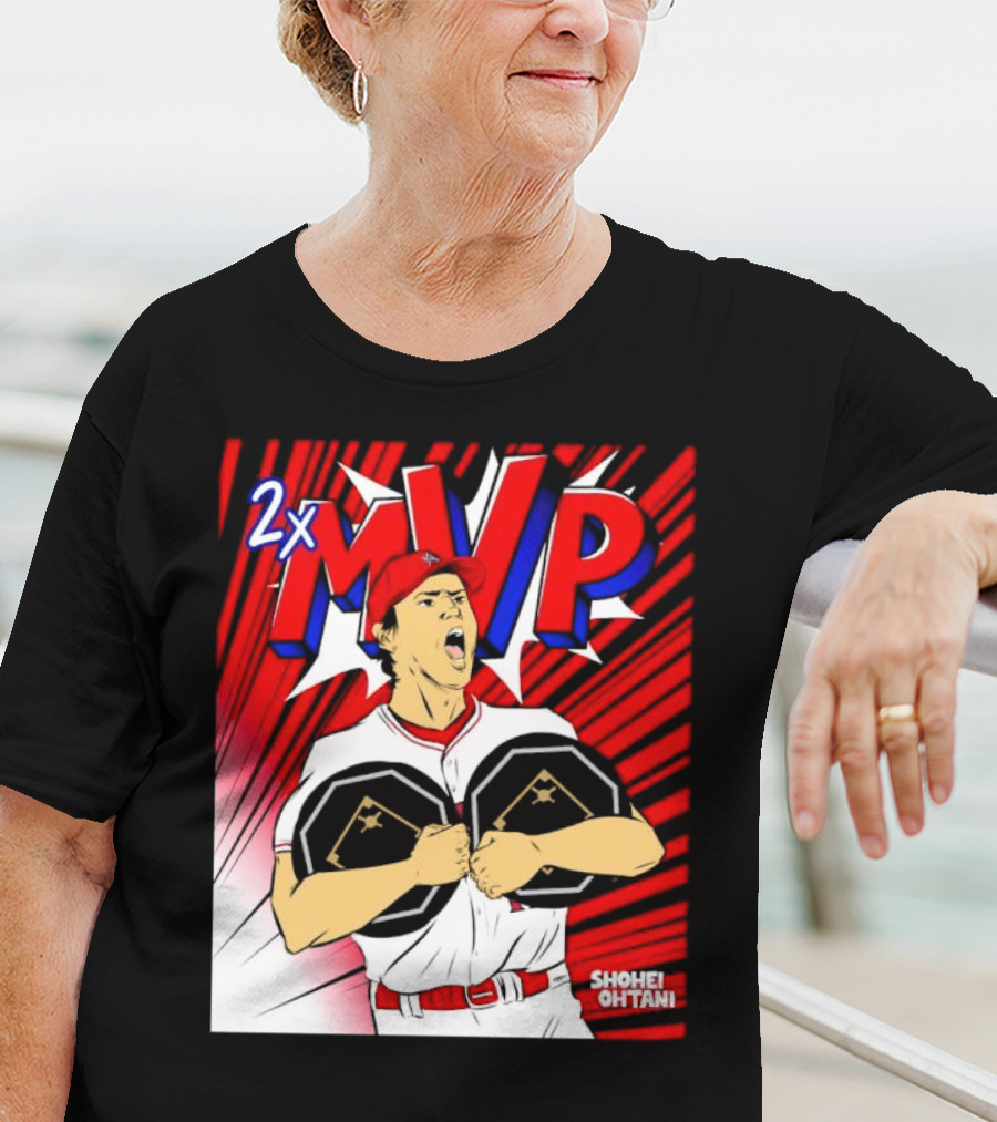 Los Angeles Angels Shohei Ohtani 2x MVP Comic T-Shirt