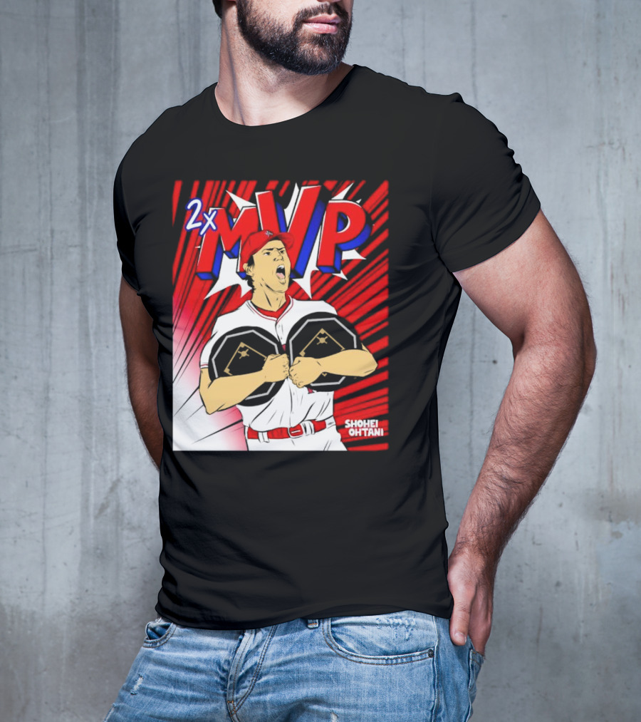 Los Angeles Angels Shohei Ohtani 2x MVP Comic T-Shirt