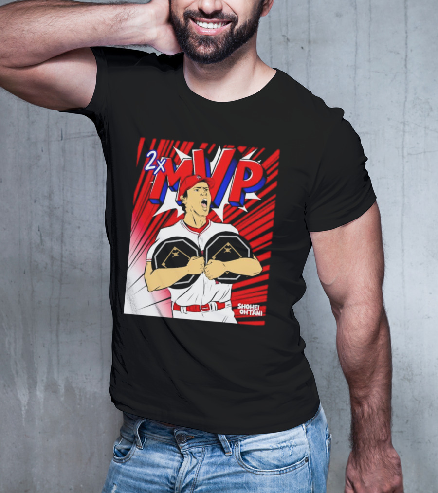 Los Angeles Angels Shohei Ohtani 2x MVP Comic T-Shirt