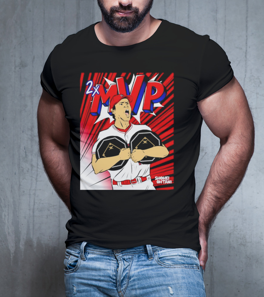 Los Angeles Angels Shohei Ohtani 2x MVP Comic T-Shirt