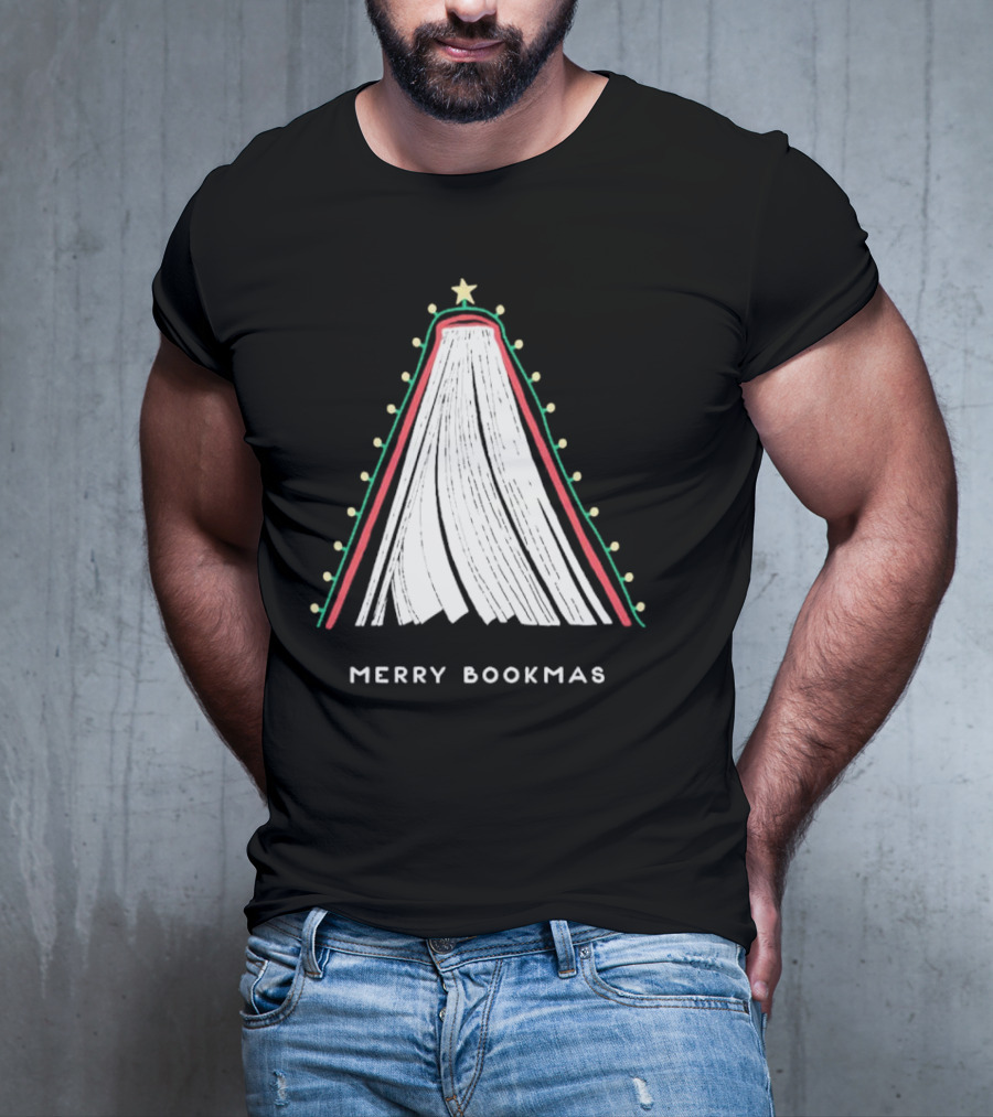 Merry Bookmas Christmas Tree Book Lights T-Shirt