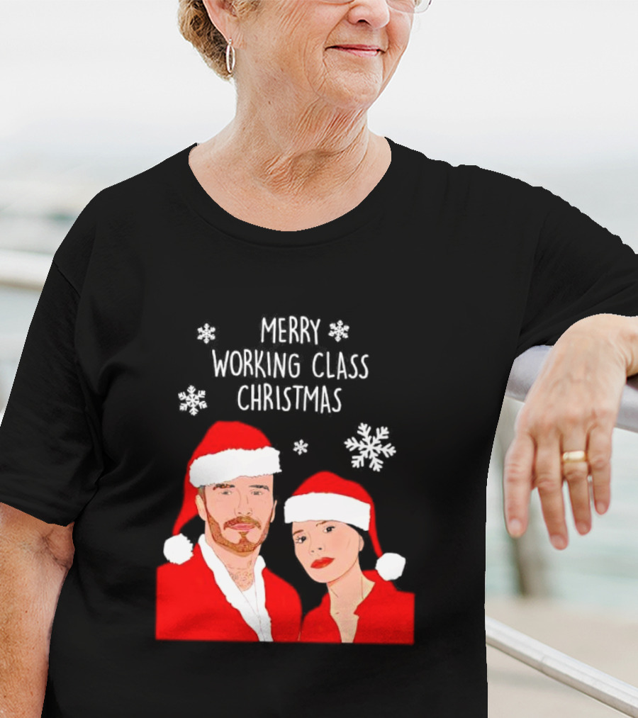 Merry Working Class Christmas Santa Couple Snowflakes T-Shirt