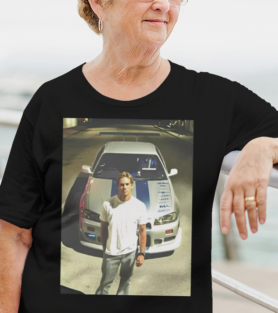 Paul Walker Giving Season With Iconic Car Street Scene T-Shirt