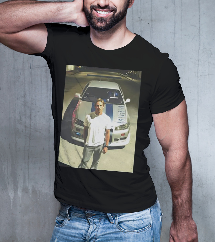 Paul Walker Giving Season With Iconic Car Street Scene T-Shirt