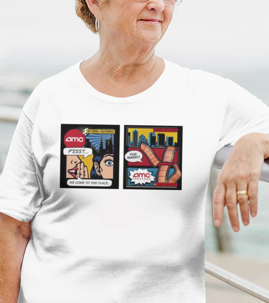 AMC PSSST Comic Pop Art Magic Theatres San Diego California T-Shirt