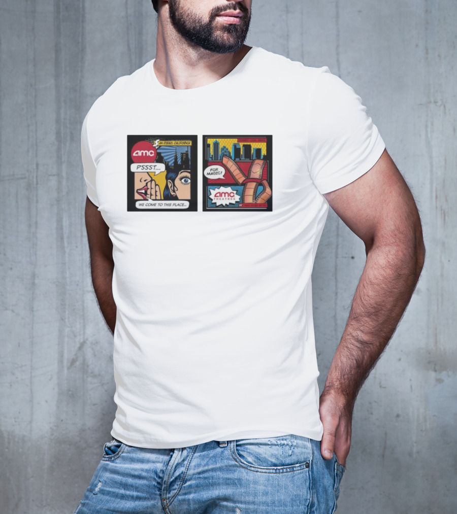 AMC PSSST Comic Pop Art Magic Theatres San Diego California T-Shirt