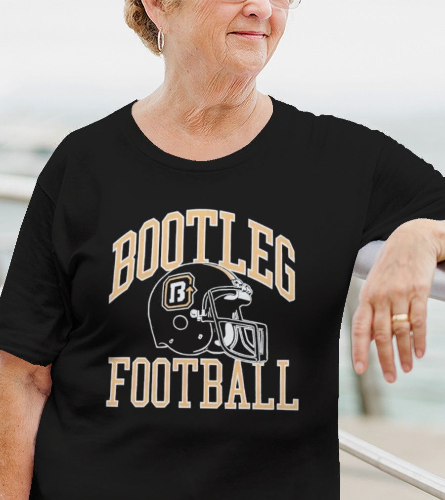 Bootleg Football Helmet Black And Gold Letters T-Shirt