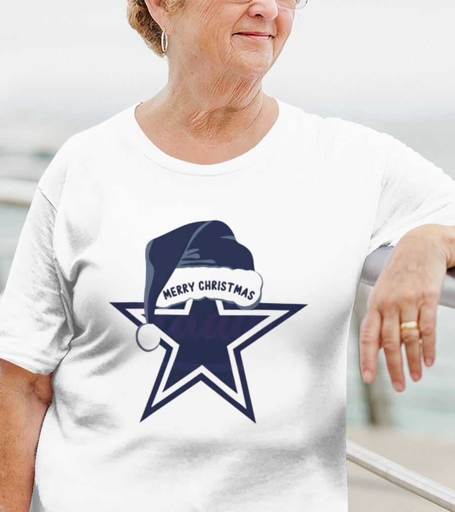 Dallas Cowboys Merry Christmas Santa Hat Star T-Shirt