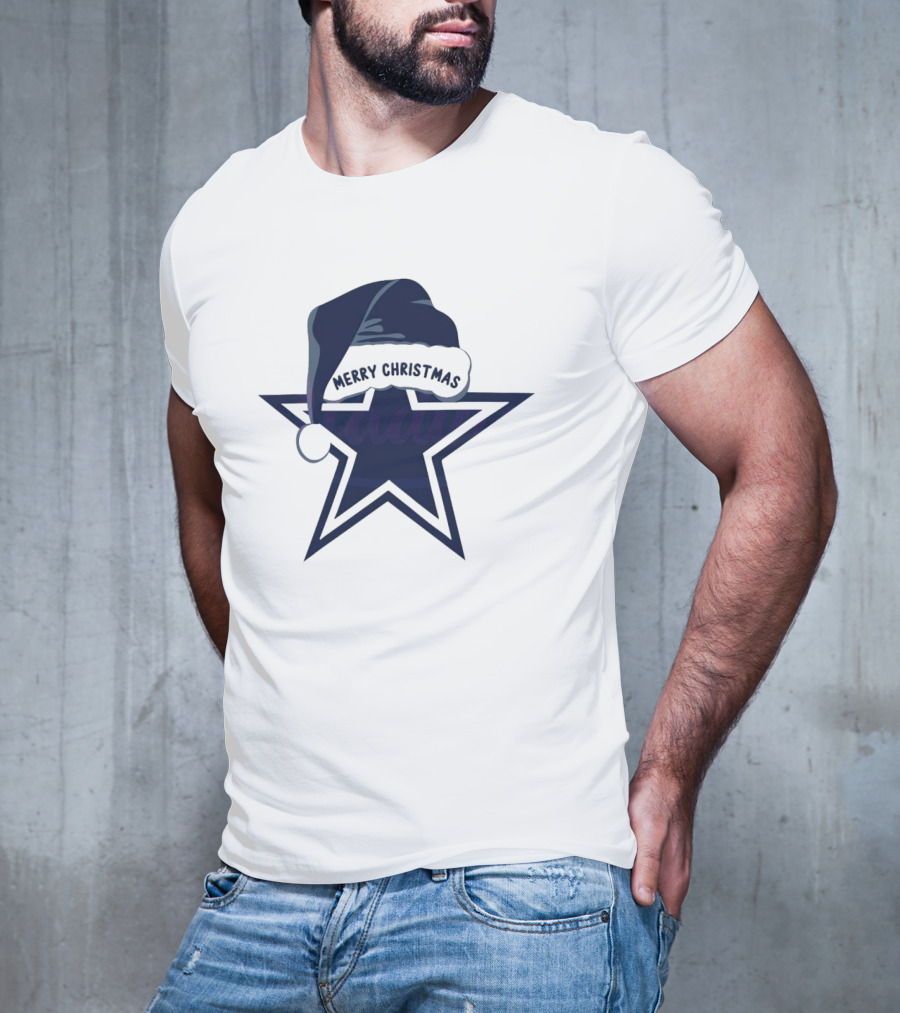 Dallas Cowboys Merry Christmas Santa Hat Star T-Shirt