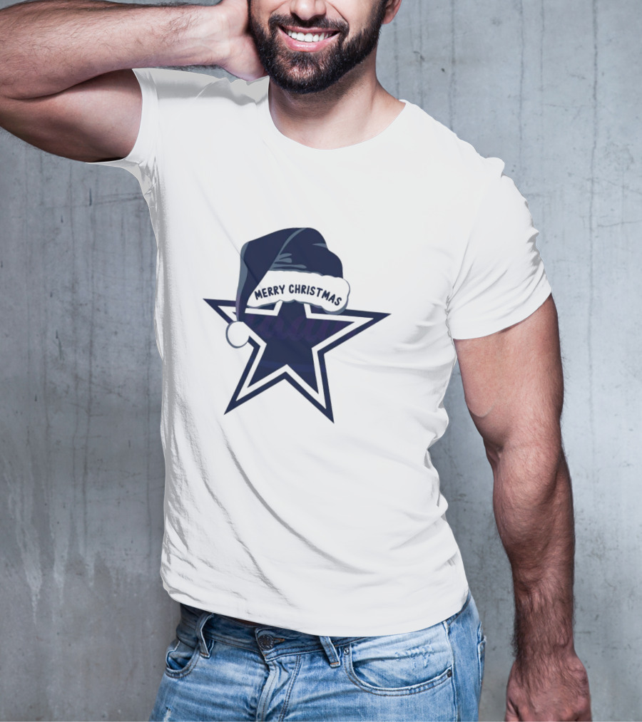 Dallas Cowboys Merry Christmas Santa Hat Star T-Shirt