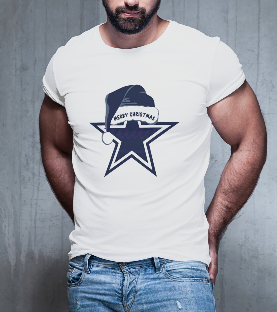 Dallas Cowboys Merry Christmas Santa Hat Star T-Shirt