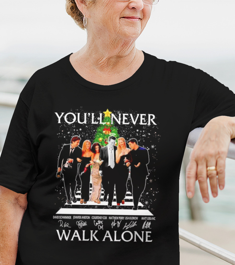 You'll Never Walk Alone Friends Characters Signatures Christmas Tree T-Shirt