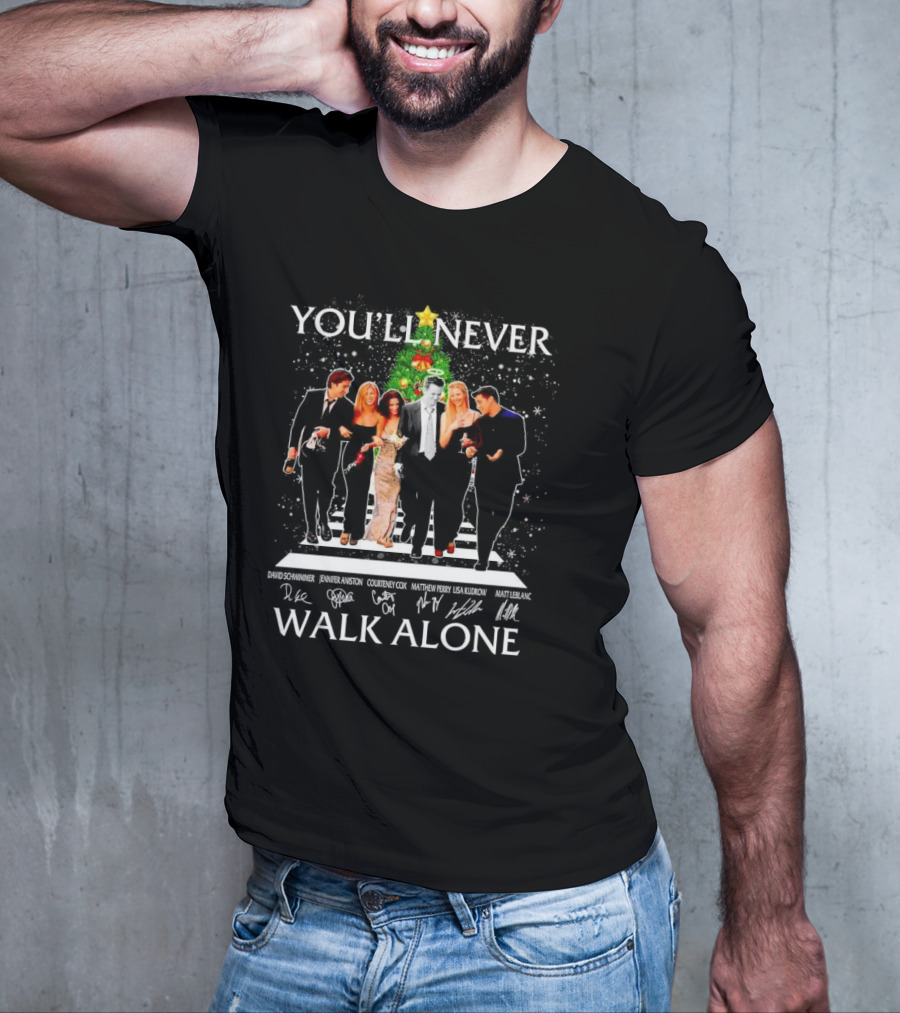 You'll Never Walk Alone Friends Characters Signatures Christmas Tree T-Shirt