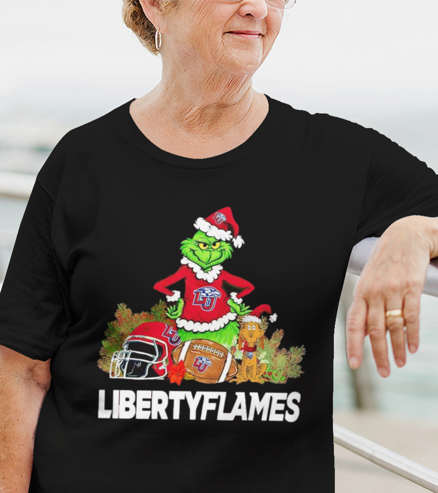 Grinch Liberty Flames Christmas Football FIU Santa Hat T-Shirt
