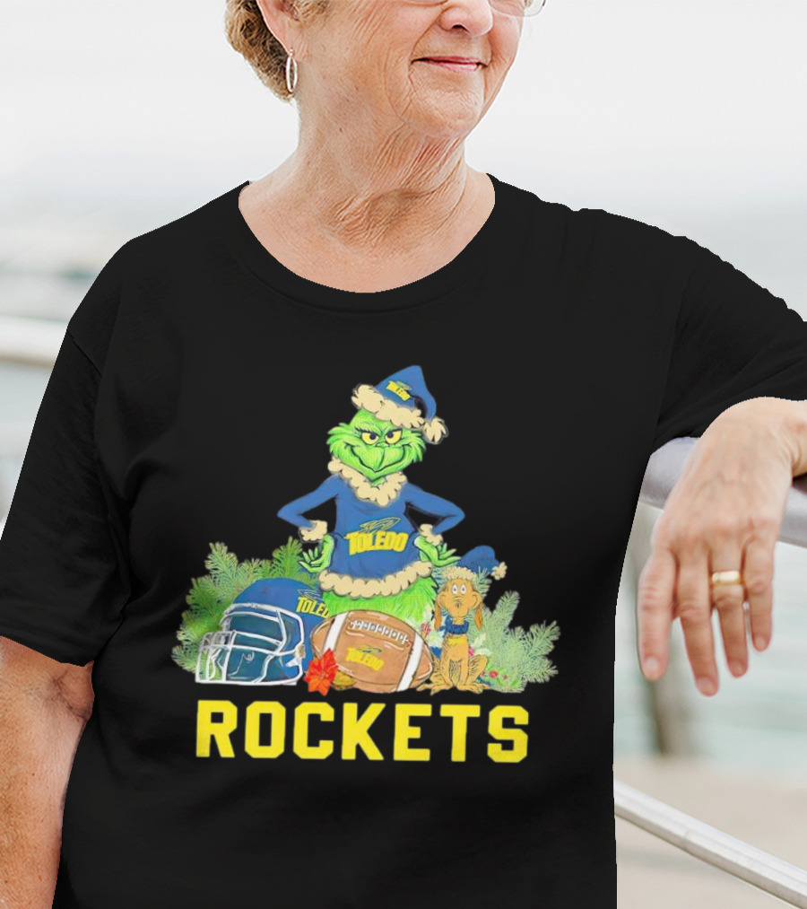 Grinch Toledo Rockets Christmas Football Festive Spirit T-Shirt