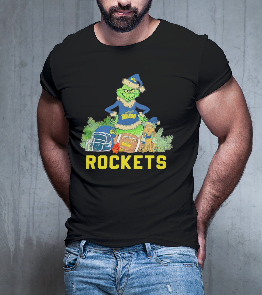 Grinch Toledo Rockets Christmas Football Festive Spirit T-Shirt
