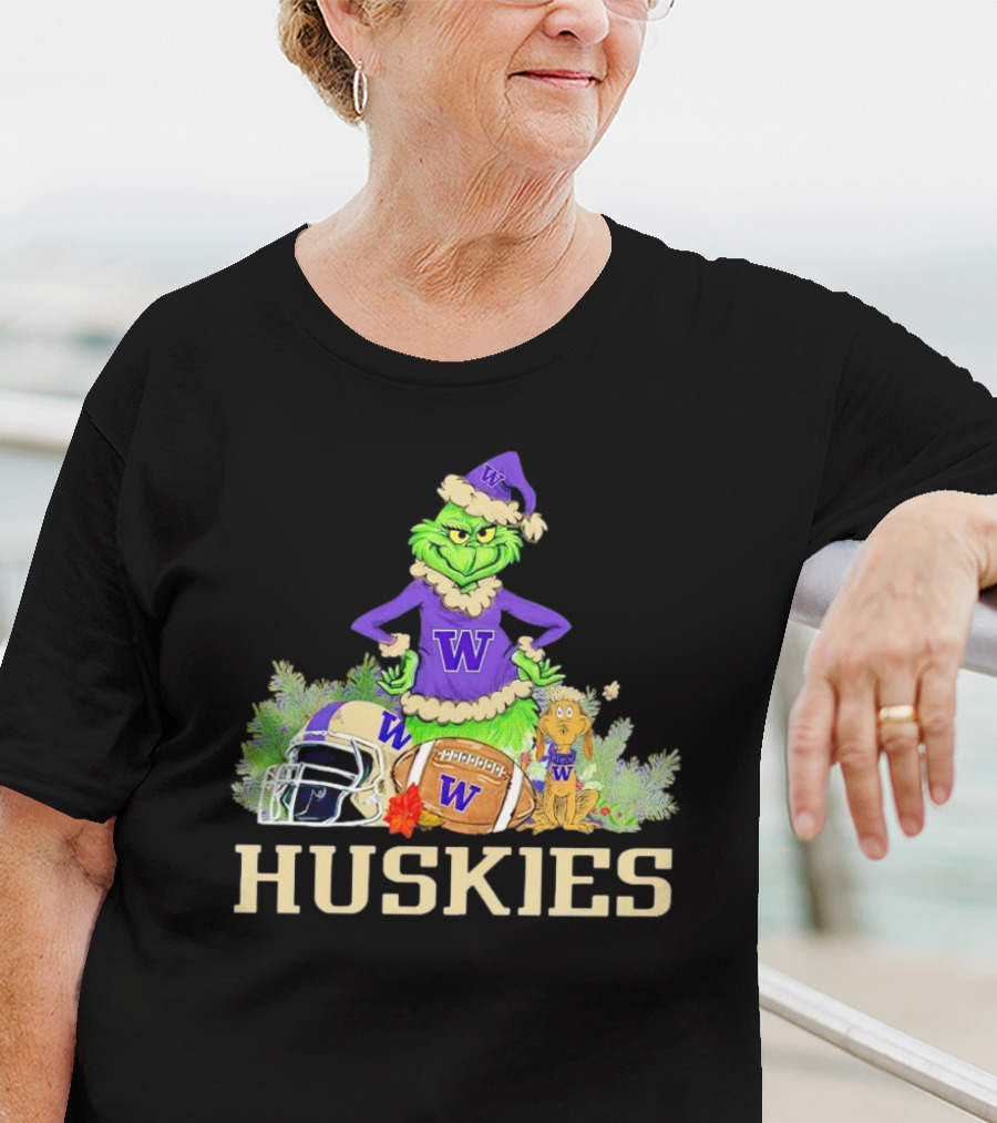 Grinch Washington Huskies Football Christmas W Holiday T-Shirt