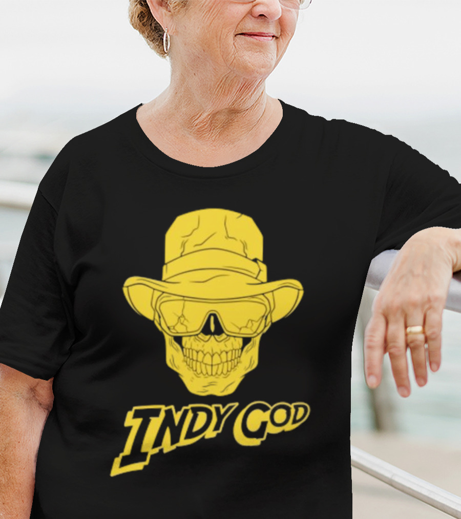 Matt Cardona Indy God Gold Skull With Hat And Sunglasses T-Shirt