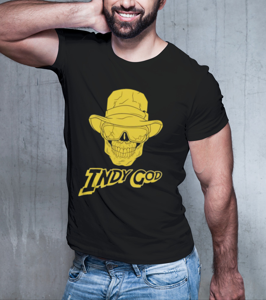 Matt Cardona Indy God Gold Skull With Hat And Sunglasses T-Shirt