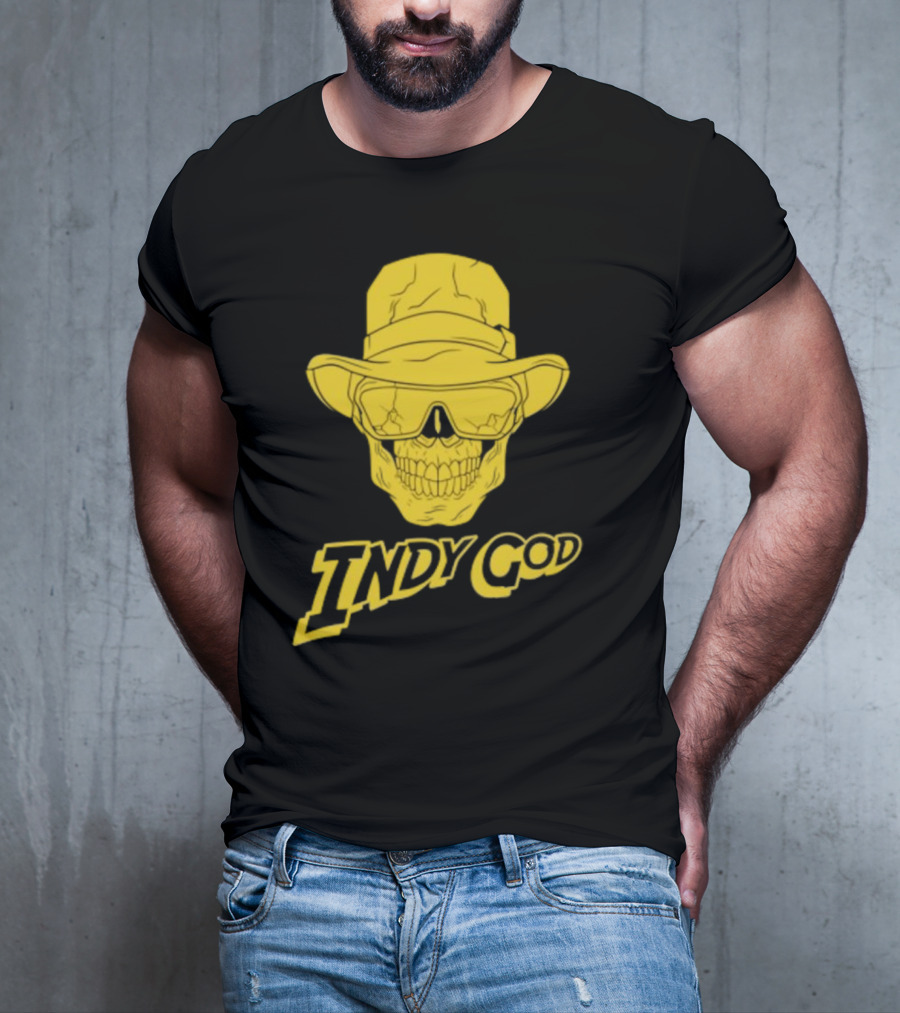 Matt Cardona Indy God Gold Skull With Hat And Sunglasses T-Shirt