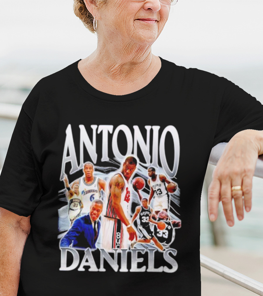 Antonio Daniels Retro NBA Basketball Collage Spurs Sonics Bucks Vintage T-Shirt