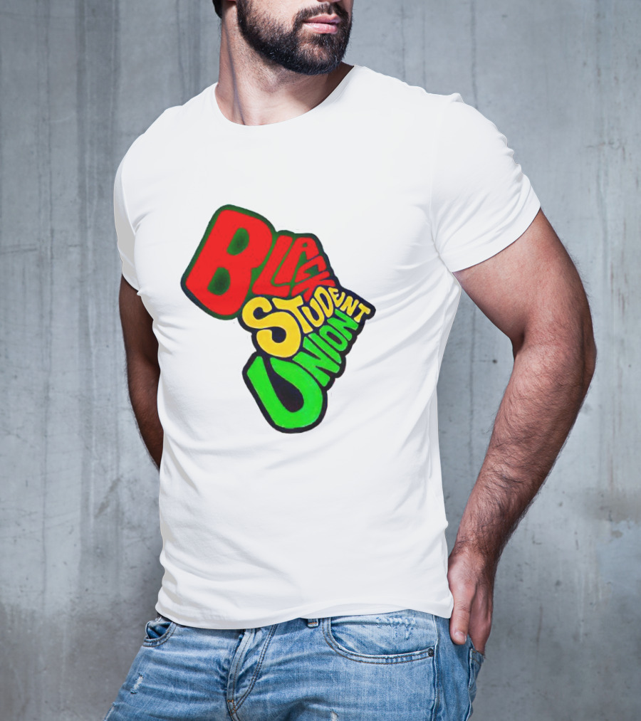Black Student Union Red Yellow Green Text T-Shirt