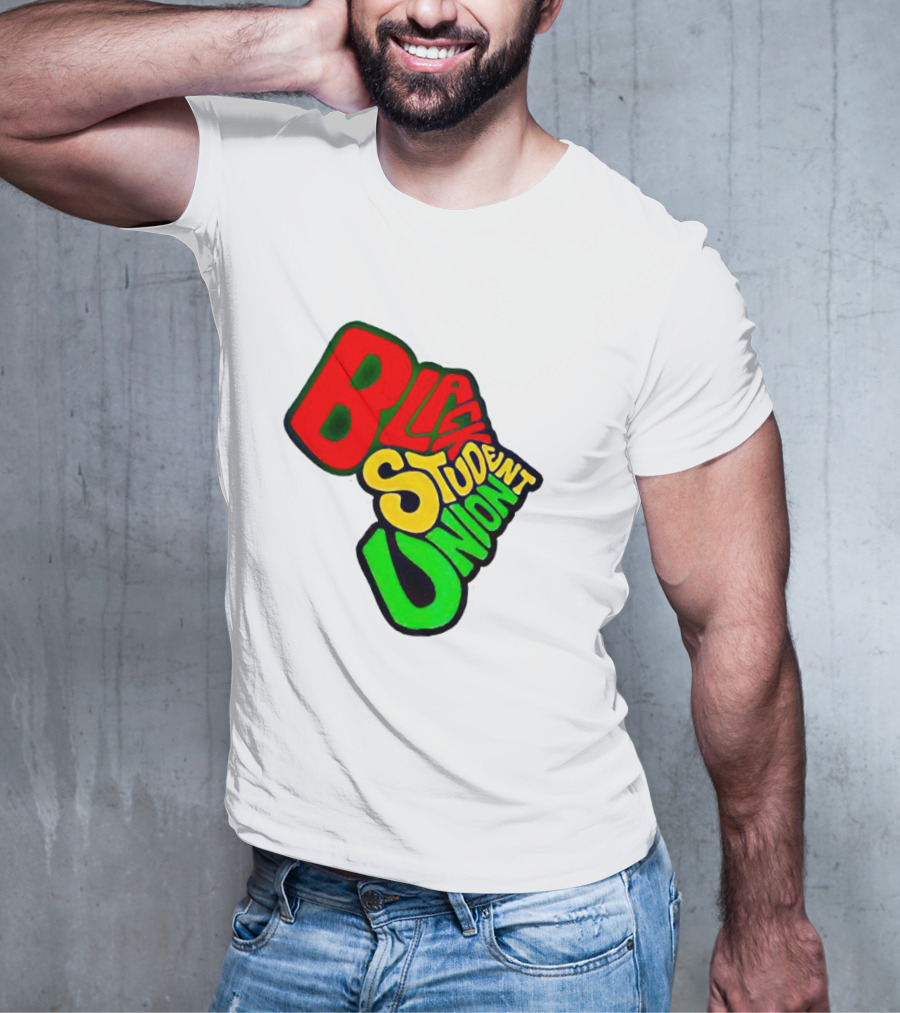Black Student Union Red Yellow Green Text T-Shirt