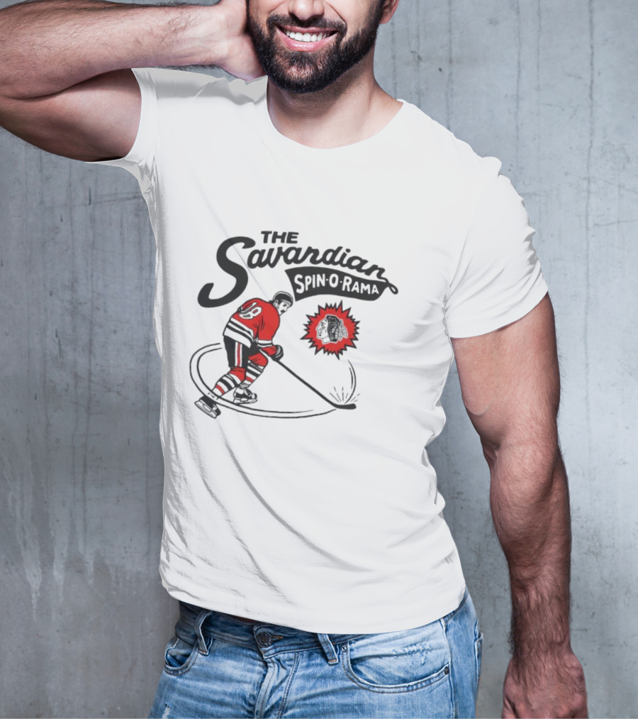 Chicago Blackhawks Savardian Spin-O-Rama Hockey Player Iconic Move T-Shirt