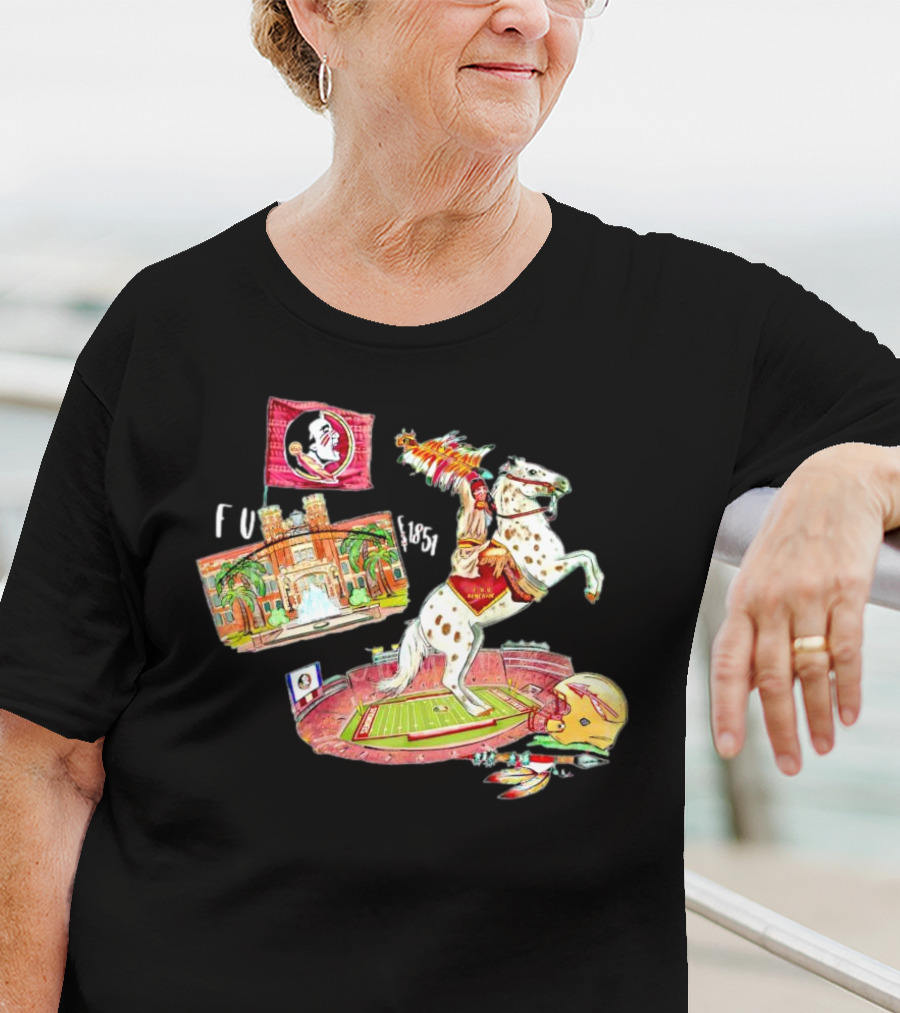 FSU Florida State Seminoles Symbols Chief Osceola Spear Football Stadium Helmet 1851 T-Shirt
