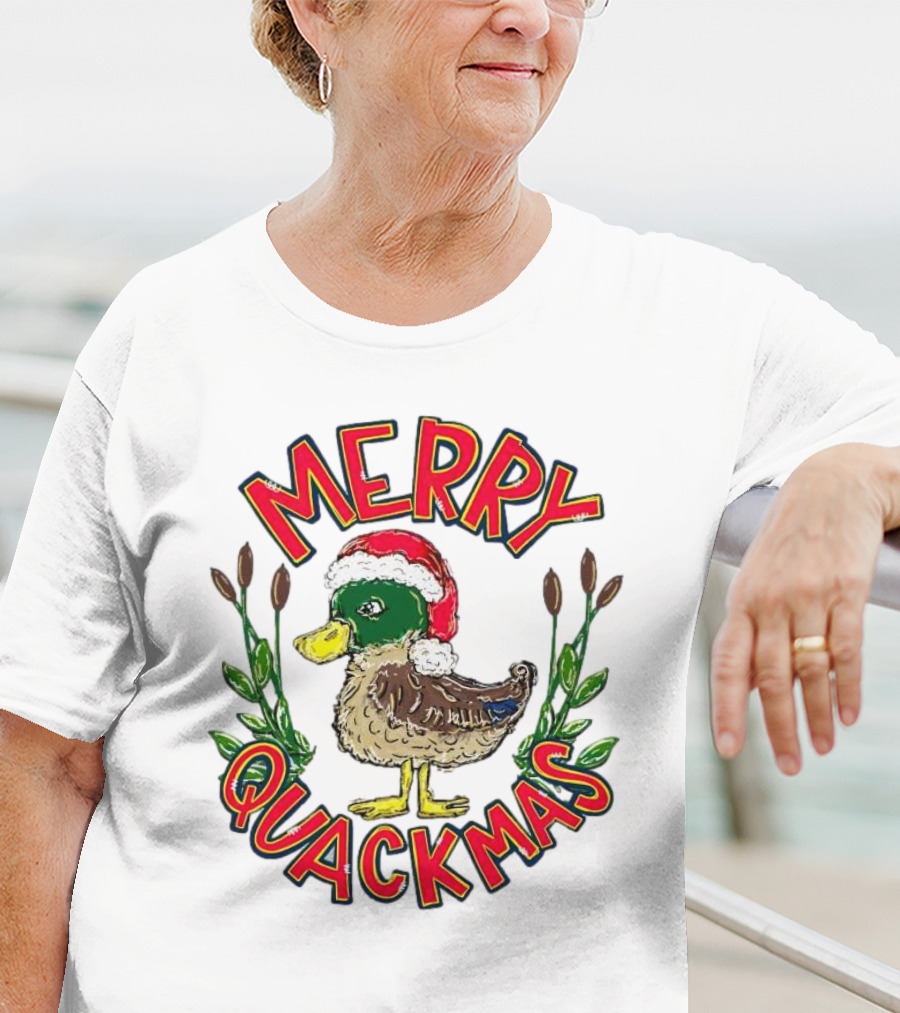 Merry Quackmas Christmas Santa Hat Duck Festive Holiday T-Shirt