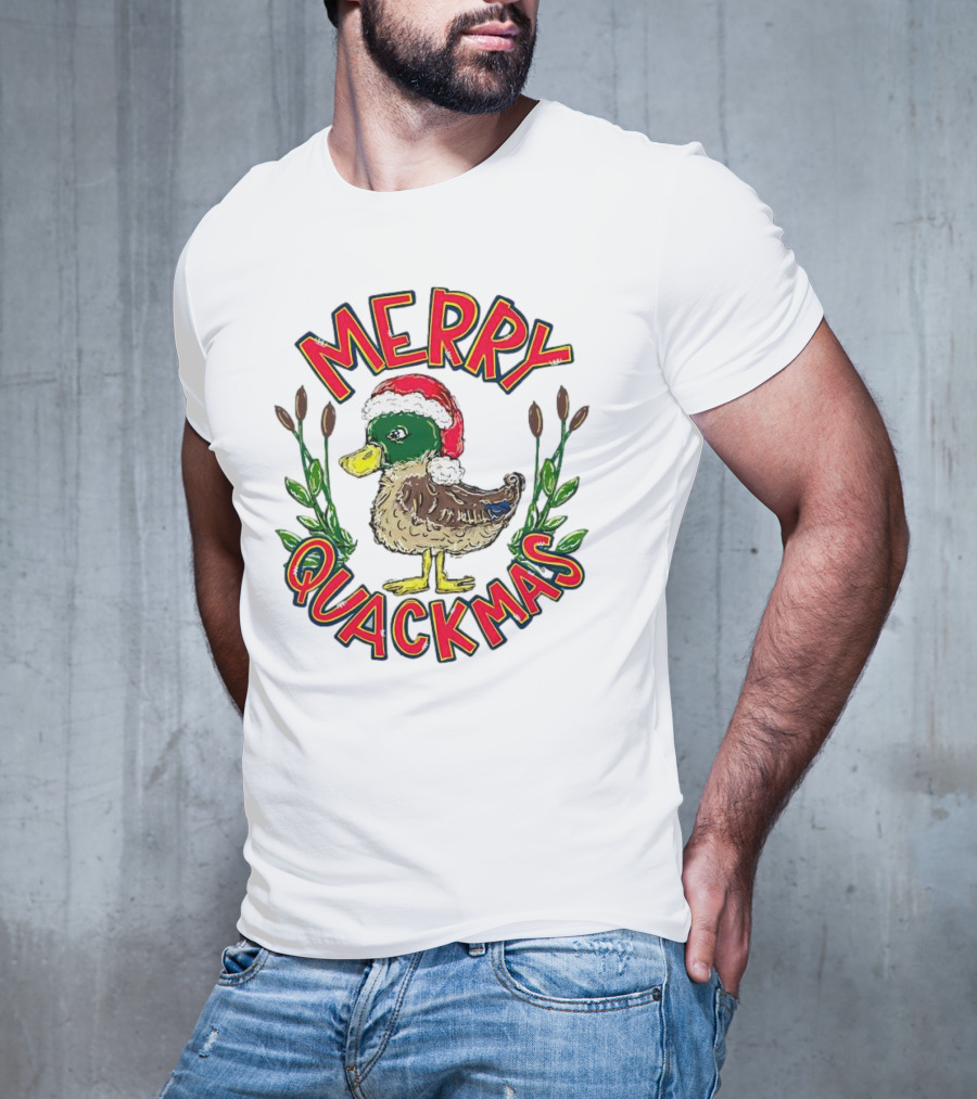 Merry Quackmas Christmas Santa Hat Duck Festive Holiday T-Shirt