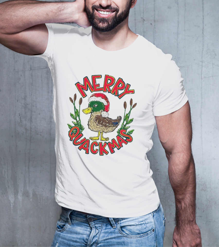 Merry Quackmas Christmas Santa Hat Duck Festive Holiday T-Shirt