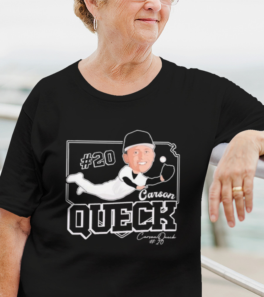 Carson Queck #20 Baseball Player Caricature T-Shirt