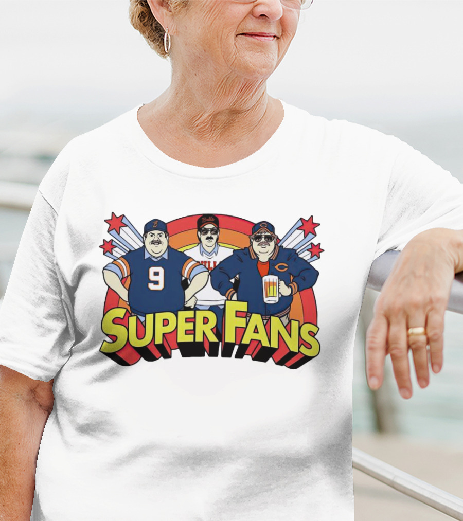 Chicago Bears Super Fans Three Illustrated Characters In Jerseys T-Shirt