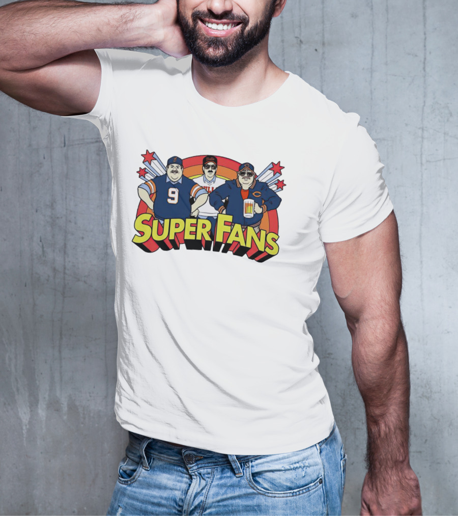 Chicago Bears Super Fans Three Illustrated Characters In Jerseys T-Shirt