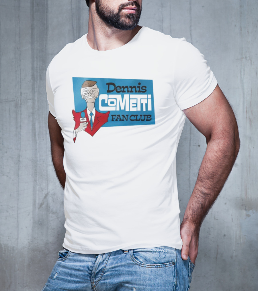 Dennis Cometti Fan Club Cartoon Broadcaster With Microphone T-Shirt