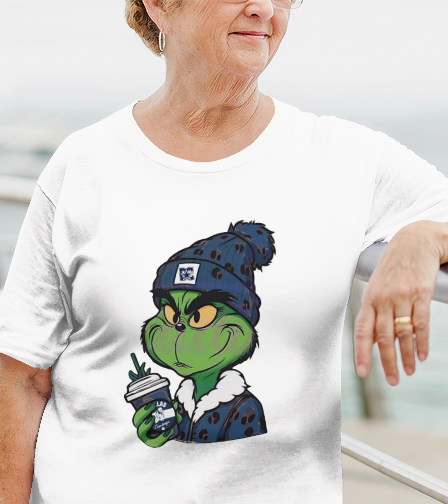 Grinch Boujee Dallas Leopard Print Winter Beanie Coffee Cup Sports T-Shirt