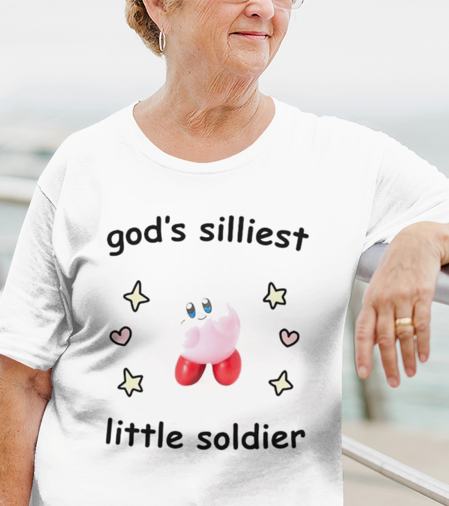 God's Silliest Little Soldier Kirby Stars And Hearts T-Shirt
