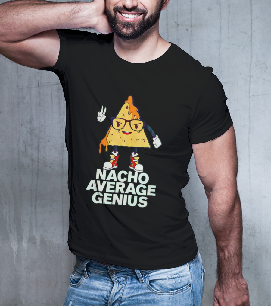 Nacho Average Genius Cartoon Character With Glasses And Sneakers T-Shirt