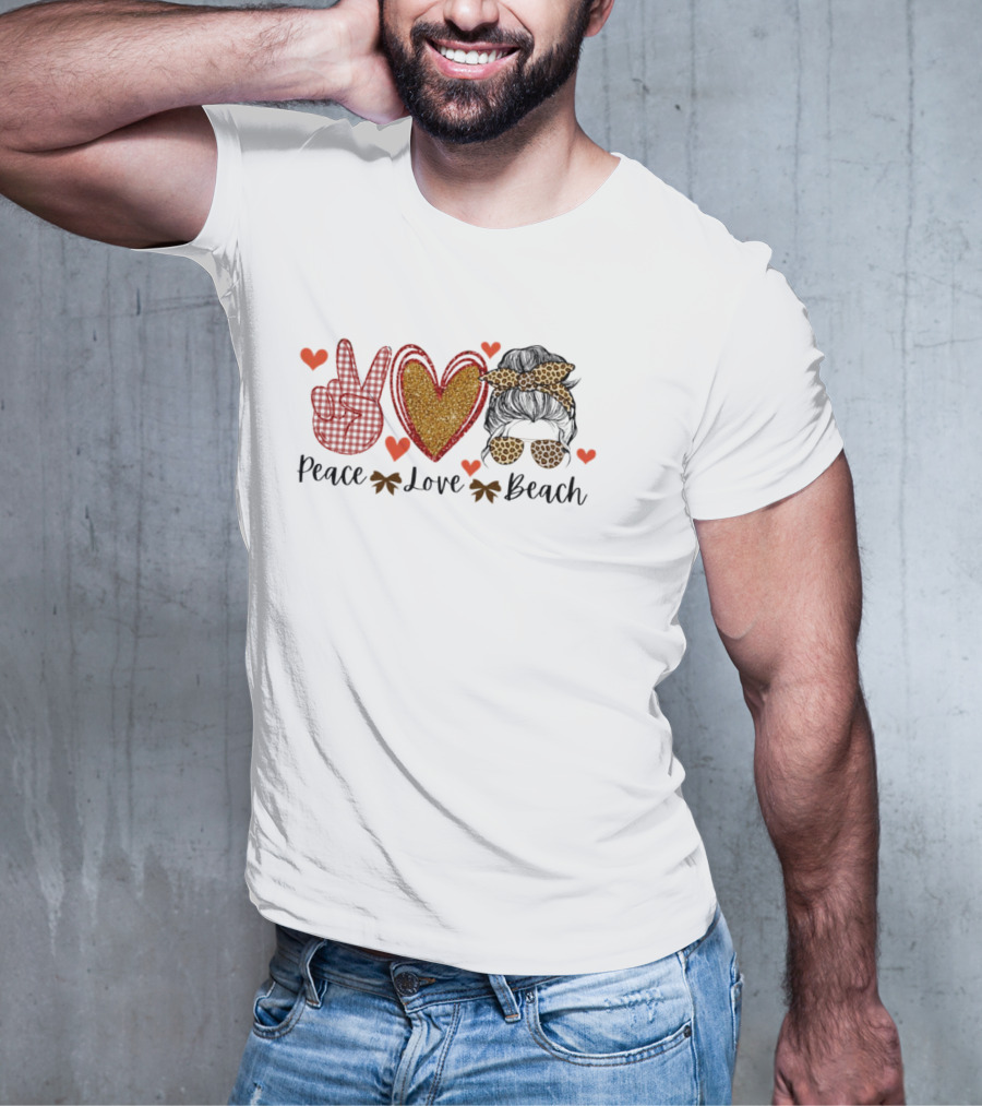 Peace Love Beach Heart Shades Bandana Vibes T-Shirt
