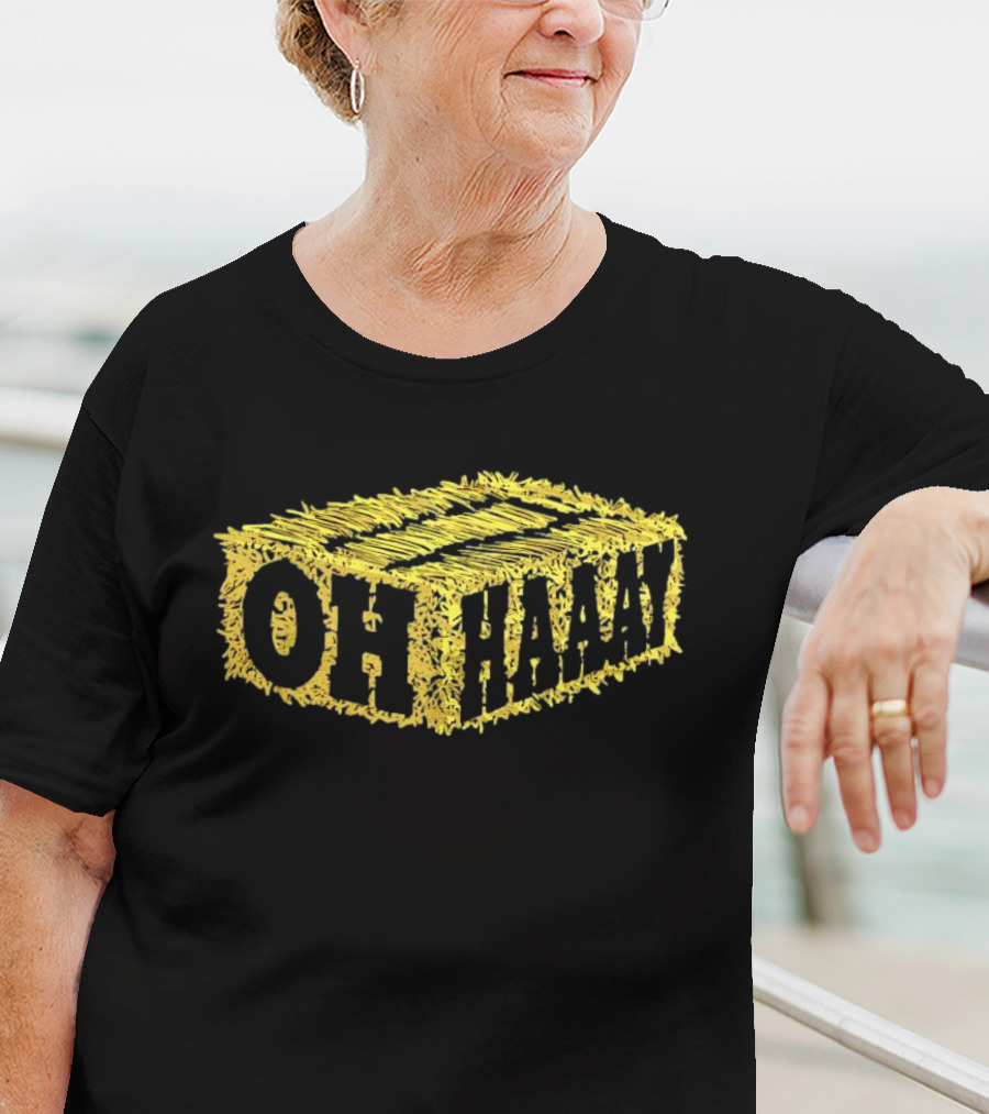 Oh Haaay Straw Iconic Yellow Hay Block Humor T-Shirt