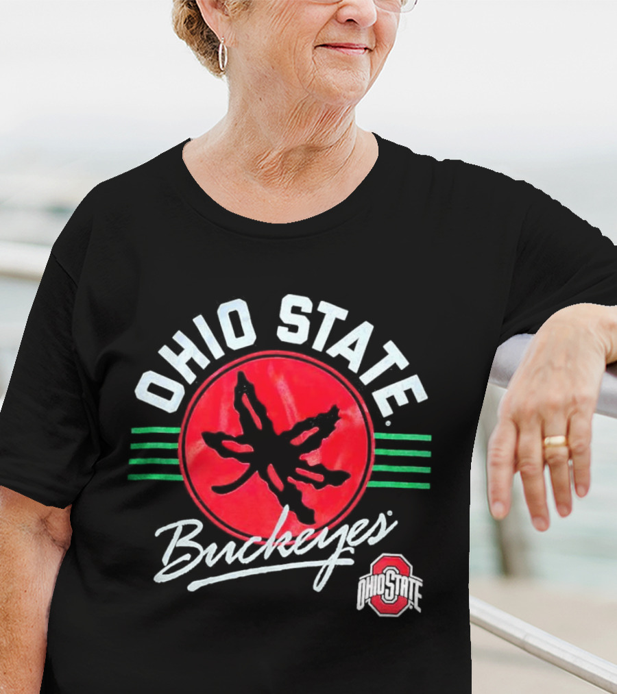 Ohio State Buckeyes Leaf Logo Red Circle Emblem Mark T-Shirt