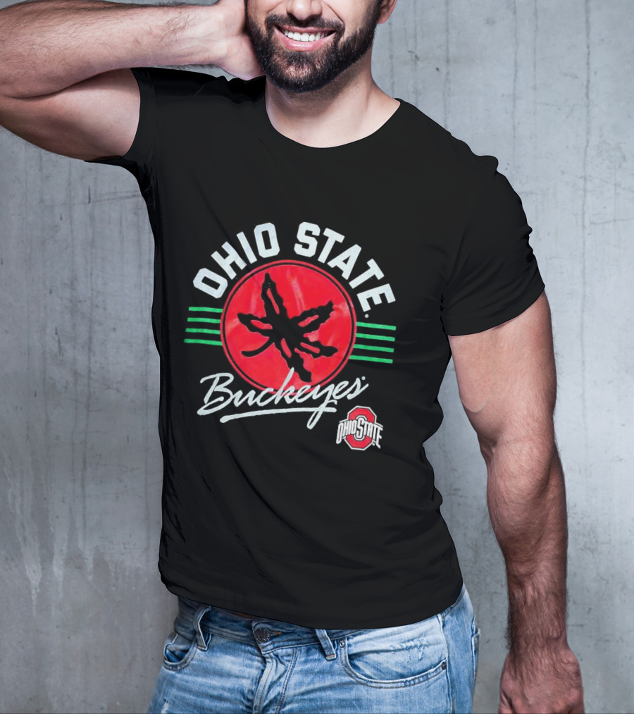 Ohio State Buckeyes Leaf Logo Red Circle Emblem Mark T-Shirt
