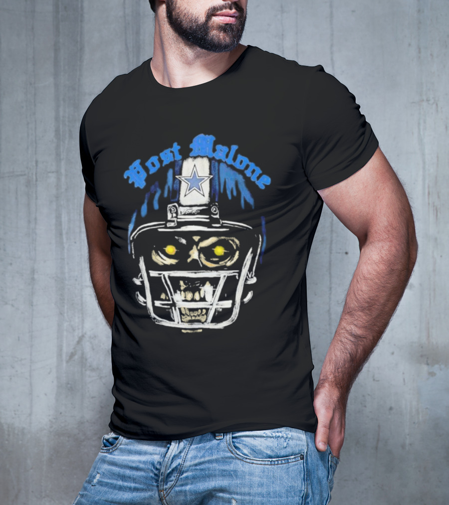 Post Malone Dallas Cowboys Skull Helmet T-Shirt
