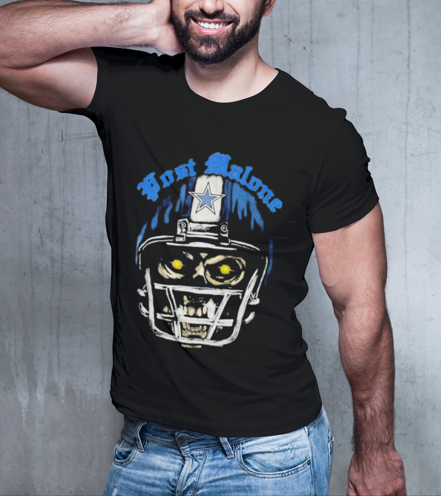 Post Malone Dallas Cowboys Skull Helmet T-Shirt